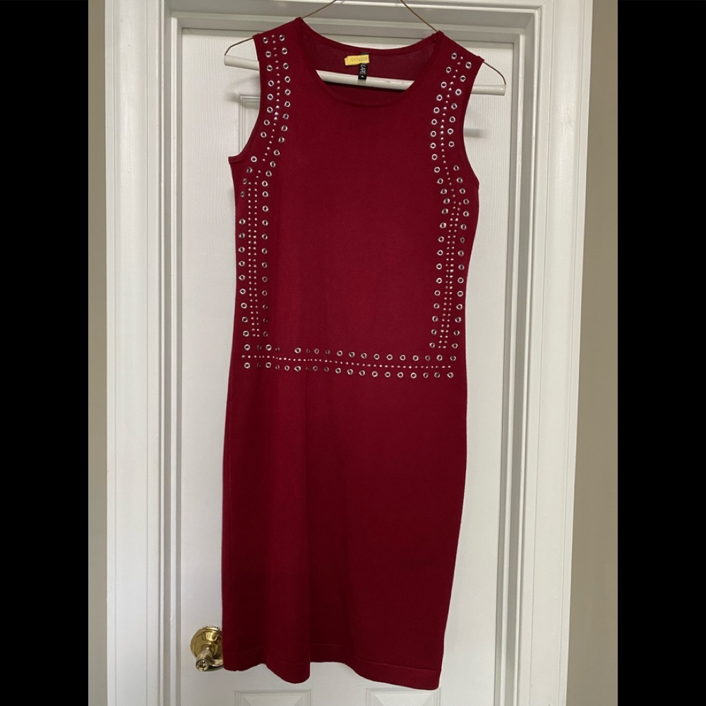 A  beautiful burgundy knit dress